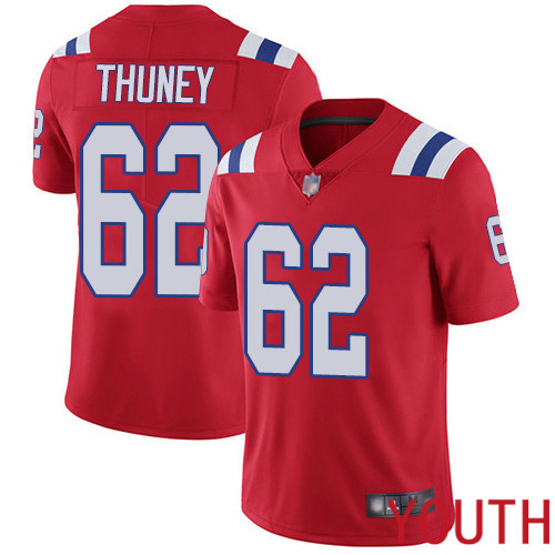 New England Patriots Football 62 Vapor Untouchable Limited Red Youth Joe Thuney Alternate NFL Jersey